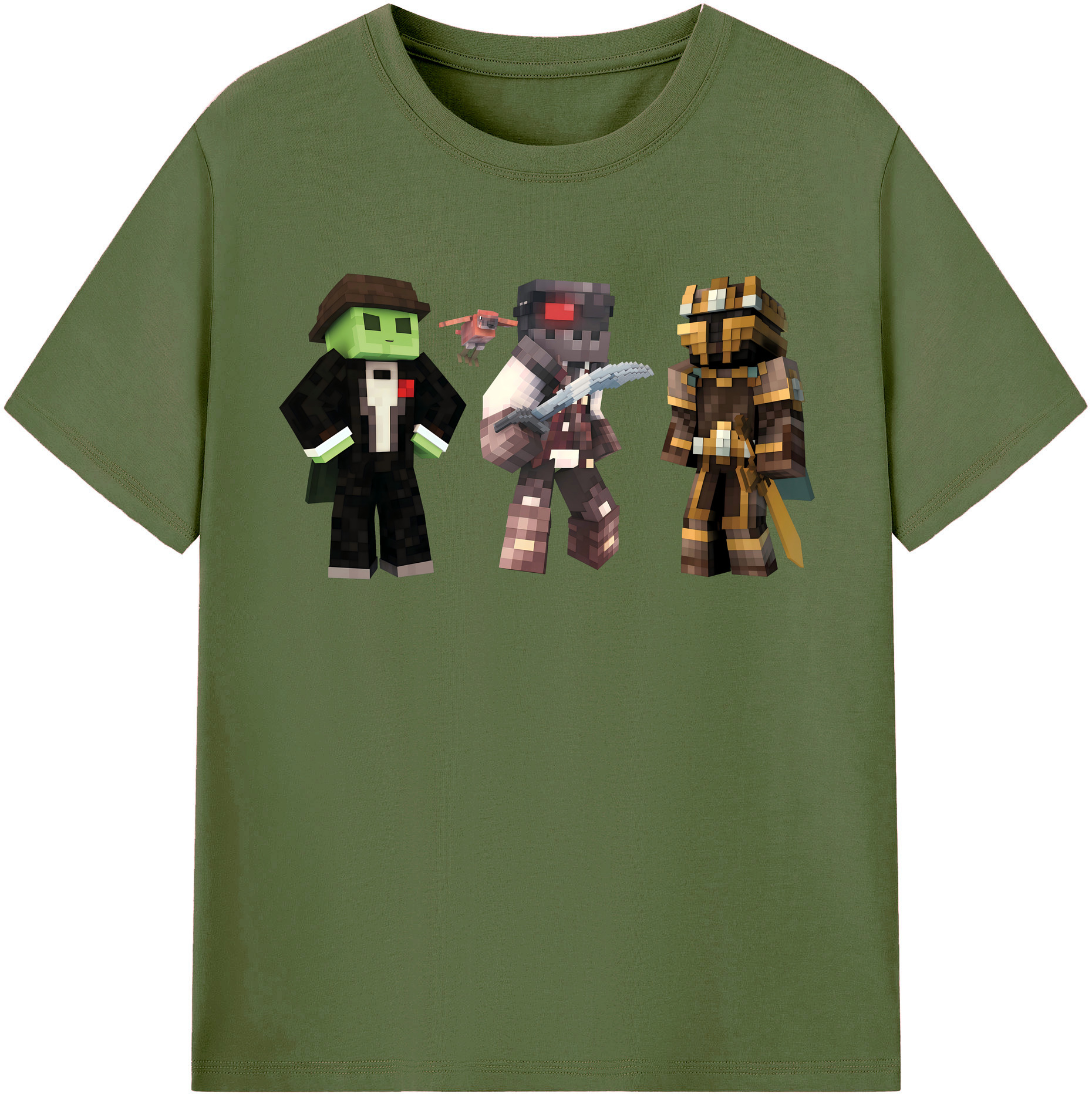 （画像用） マインクラフト ブロックの世界 Minecraft MC Block world 綿100％半袖Tシャツ（フロントプリント）